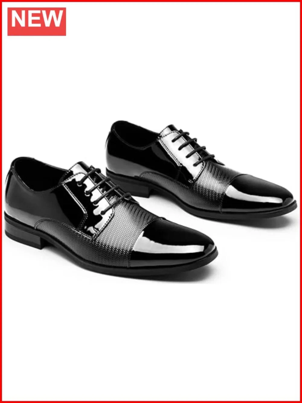 Men's Patent Oxford Dress Shoes Tuxedo Comfortable Formal Cap Toe